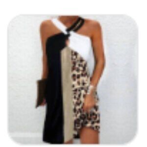 NEW Never Worn Black & White Leopard Print Dress